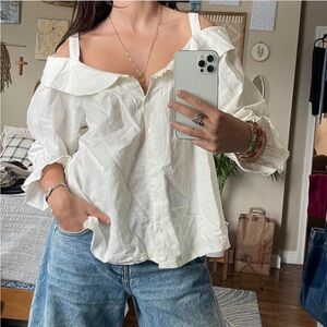 Vintage White Off-Shoulder Top